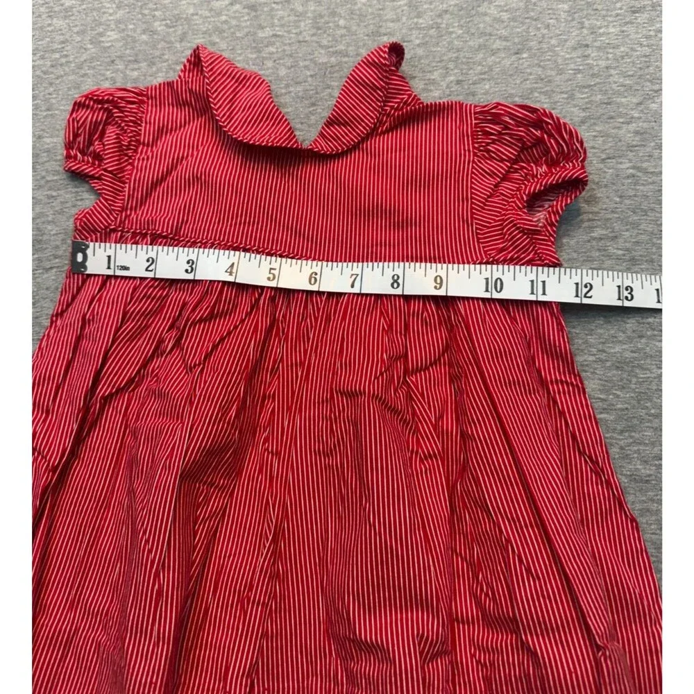 Vintage 80s Clicastro & Co Red Pinstripe Baby Dress Bloomers Set 12-18M USA